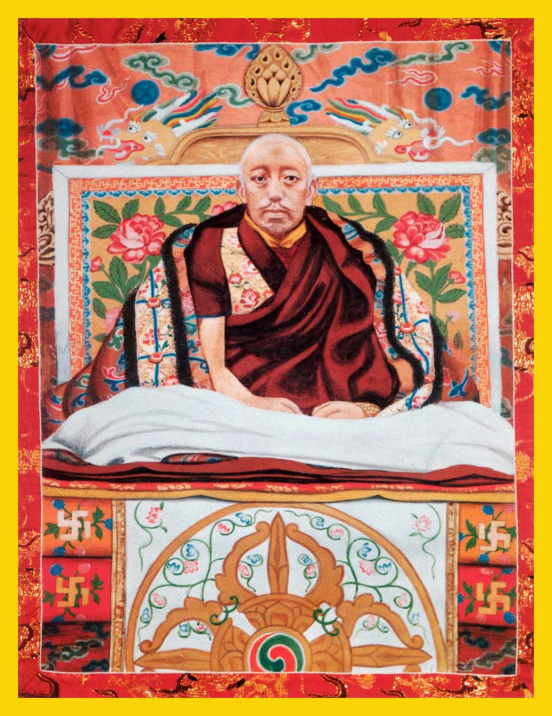 十三世達賴喇嘛圖登嘉措的唐卡，他在1933年臨終前，預言西藏將會面臨「赤色的屠殺」。圖／取自網路