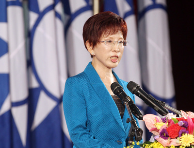 國民黨全代會。黨主席洪秀柱閉會致詞時表示，針對縣市黨部主委直選提案成立專案小組，研擬周全配套盡速推動。圖／中央社