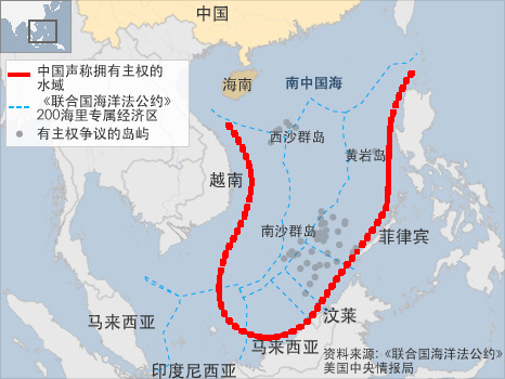 中國主張的南海疆界，侵門踏戶一路劃到鄰近國家的海灘，霸道不可理喻。